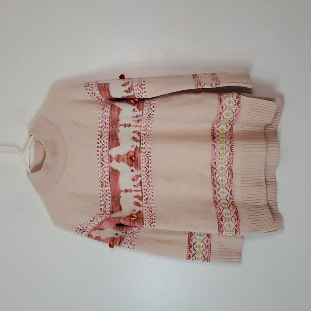 Anthropologie Aimee Alpaca Pullover Sweater Pompom Size Small Longer Length Pink - Picture 4 of 14